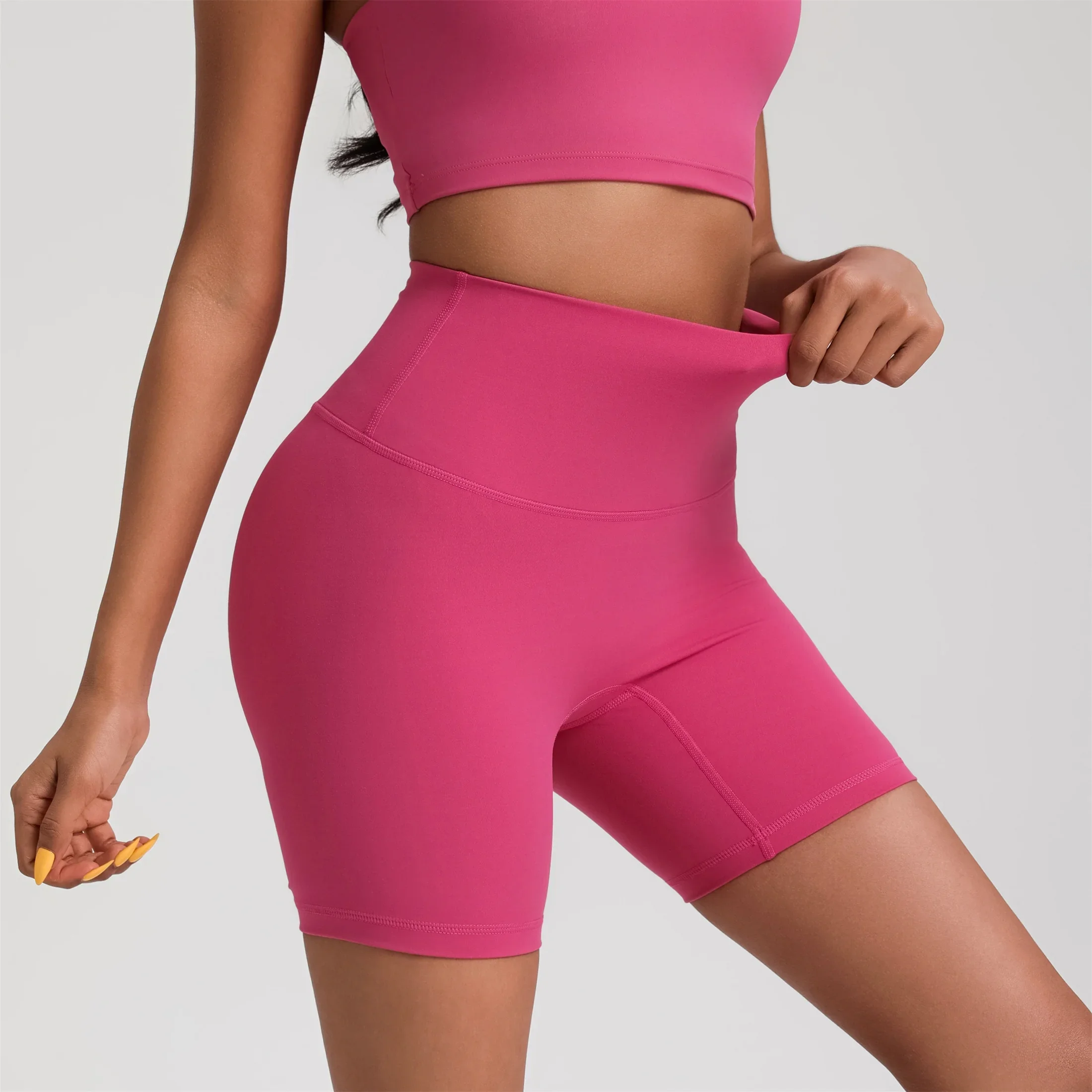 

Sexy Solid Color Women Fitness Sport Short Leggings High Waist Yoga Short Compression Comprehensive Training Jog Internal pocket