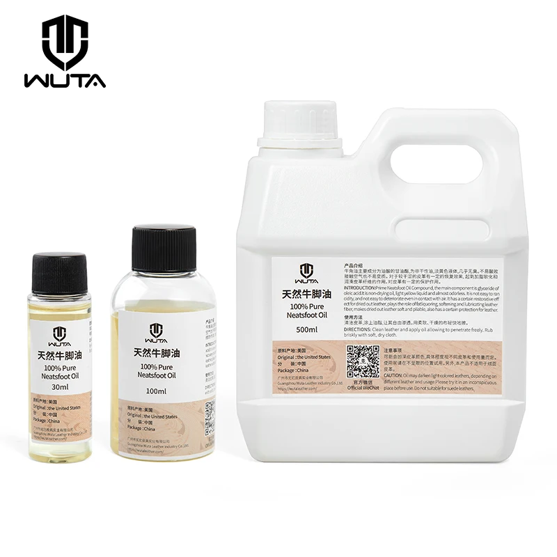 WUTA 100% Pure Neatsfoot Oil Leather Conditioner Softener 30/100ml,Restores dry and hardened leather boots,shoes,bag,belt,saddle