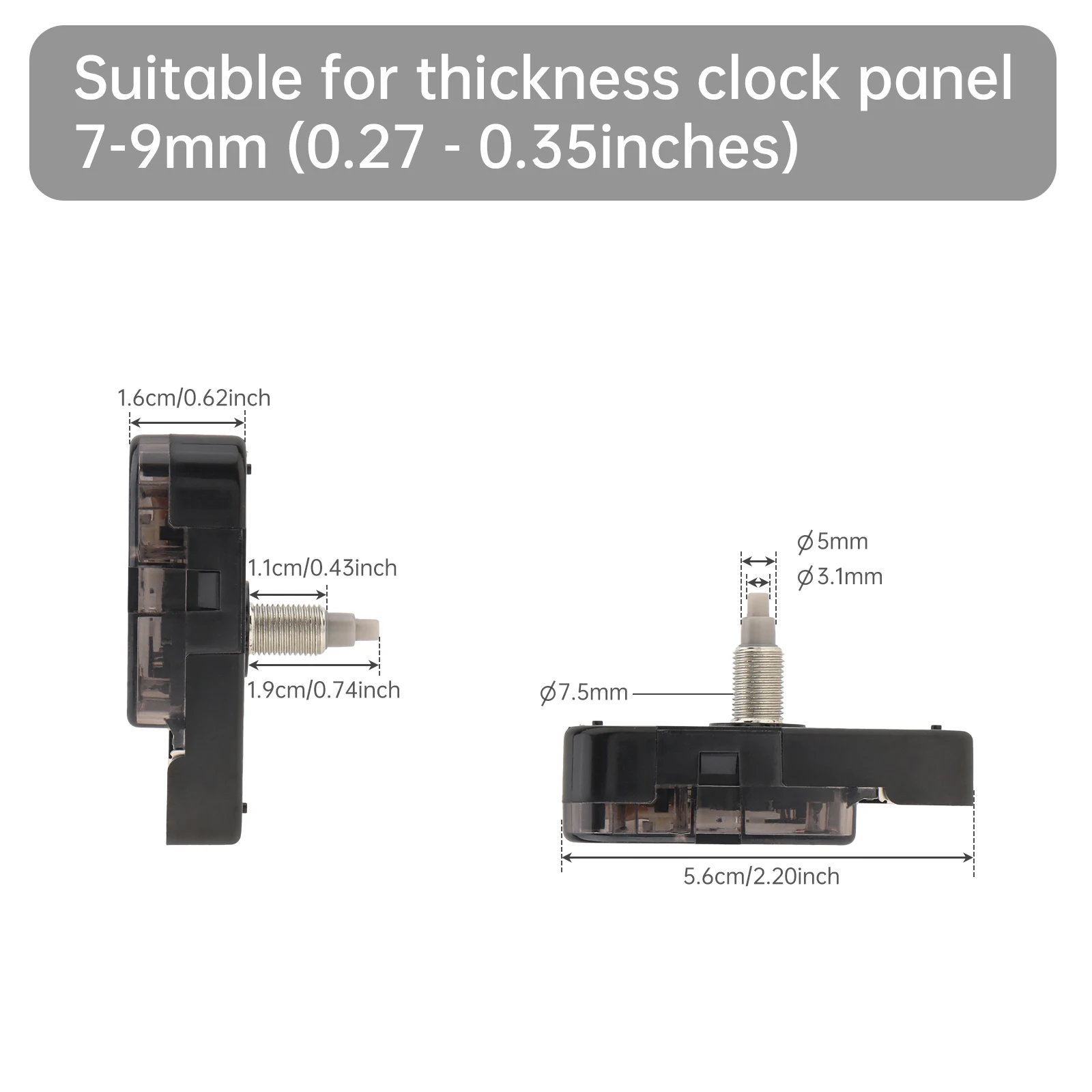 19mm Shaft Length Quartz 12888 Silent Clock Movement Replacement for Wall Clock Repair Tools with Metal Hook,Operated Wall Clock