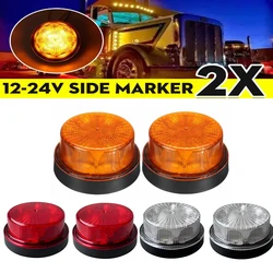 2pcs 12V 24V LED Flashing Light Strobe Emergency Alarm Lamp Round Rotary Roof Warning Signal Lamp Beacon Truck Red White Amber