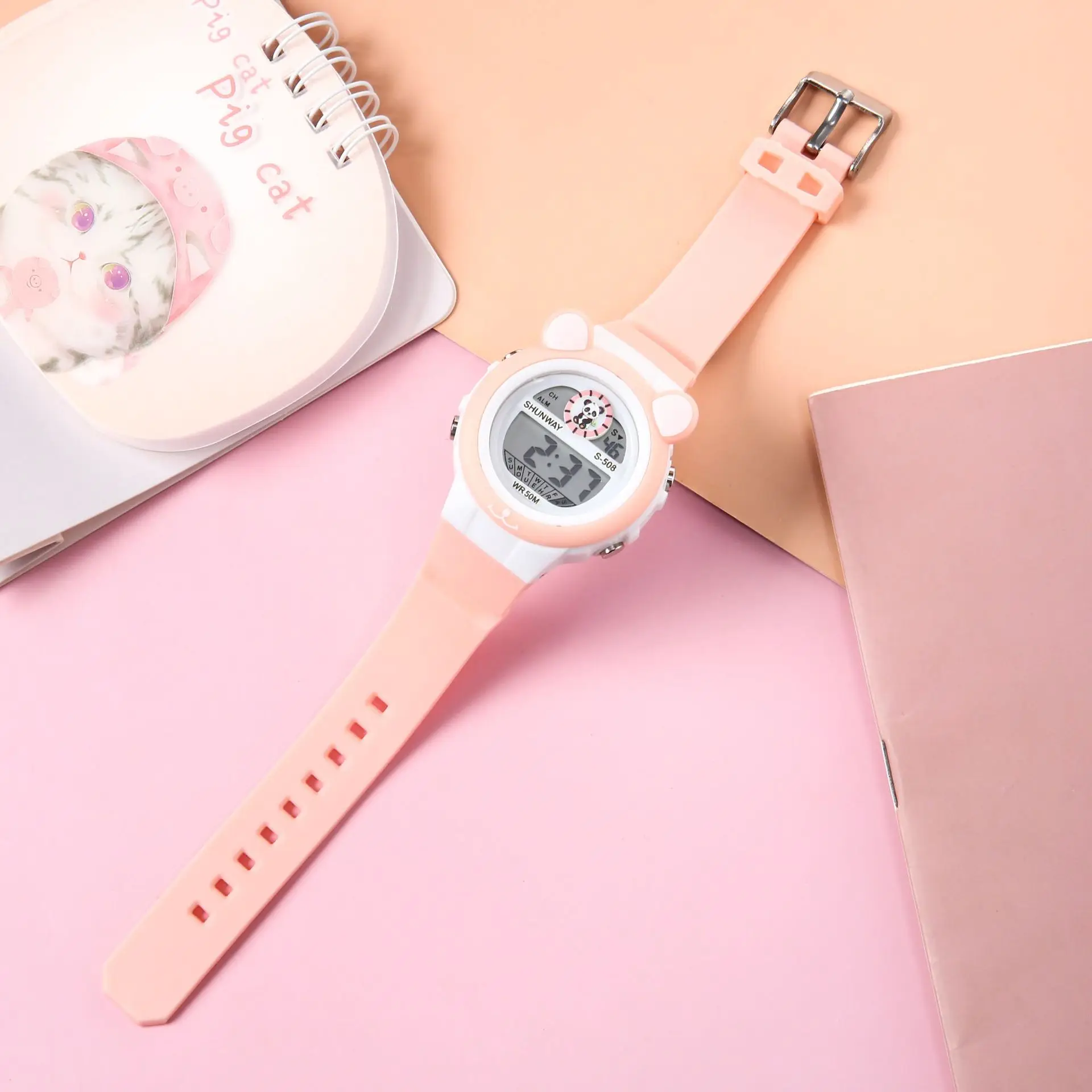 UTHAI CQ307 модные детские часы с рисунком панды, водонепроницаемые ночные часы, электронные часы, будильник, подарочные часы для детей