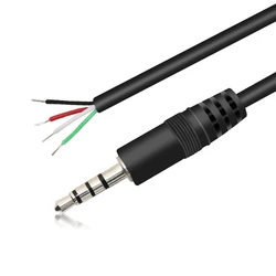 3.5mm 4-Pole Audio Video Cable Headphone Cable Connector Plug 4 Wires For Underwater Camera About 50cm