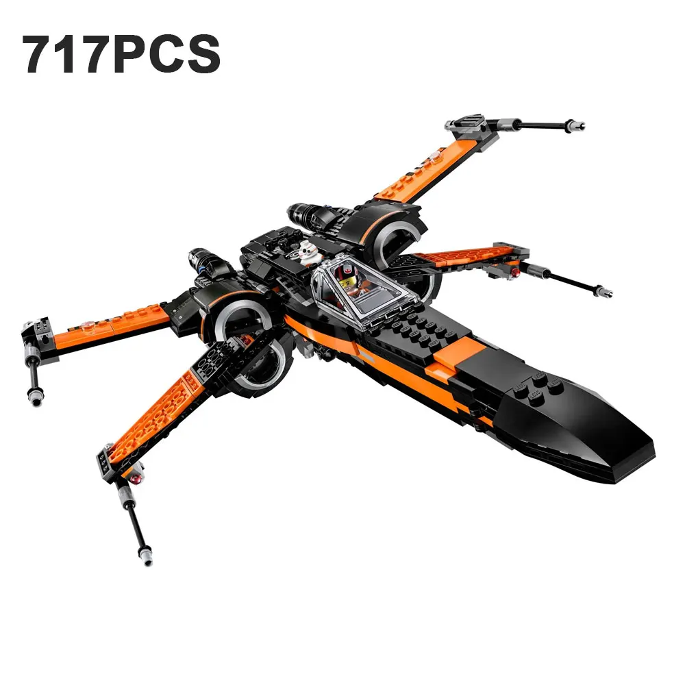 

717PCS Poe's X-wing Fighter Building Blocks With 4 Figures Assemble Bricks Toy Gift For Adult Children