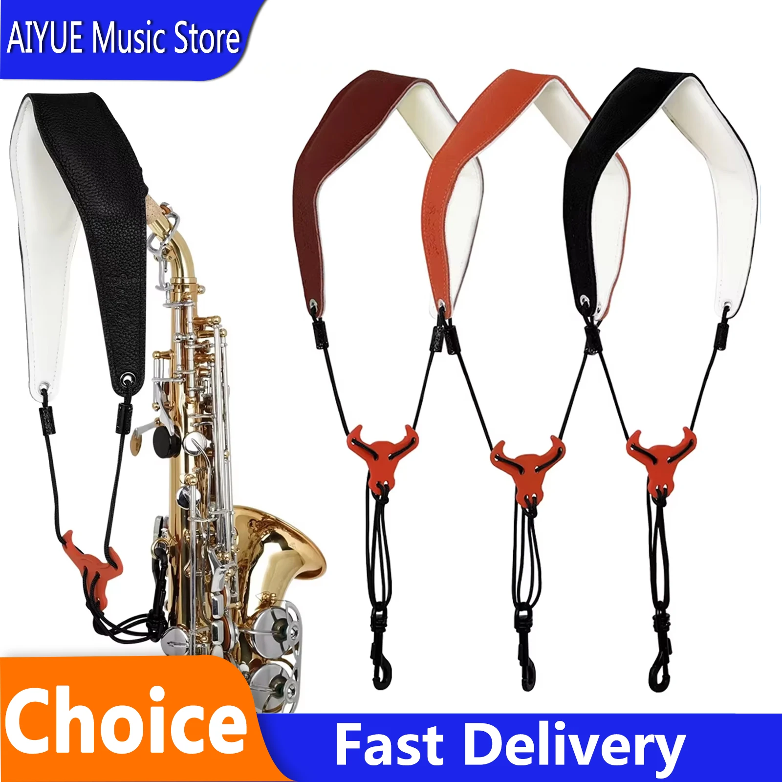 

SLADE Saxophone Strap Neck Strap Soprano Alto Tenor Saxophone Universal Strap Cowhide Woodwinds Instrument Saxphone Accessories
