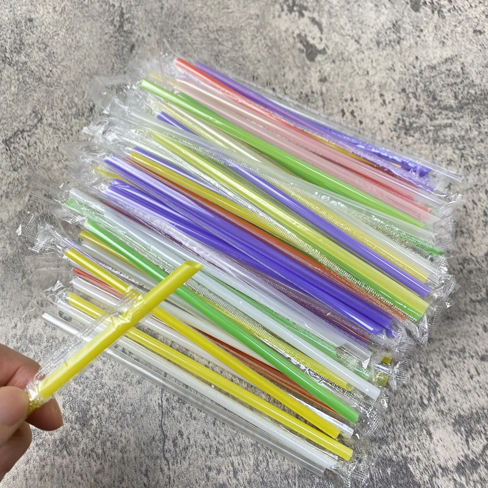 100pcs Tisztán érthető Egyéni wrapped Italozás PP straws drinks straws Félfogadás Anyagellátás Magas légnyomású levegő minőségű PP Materiális 18 Centiméter stv 6 mmes Széleskörű