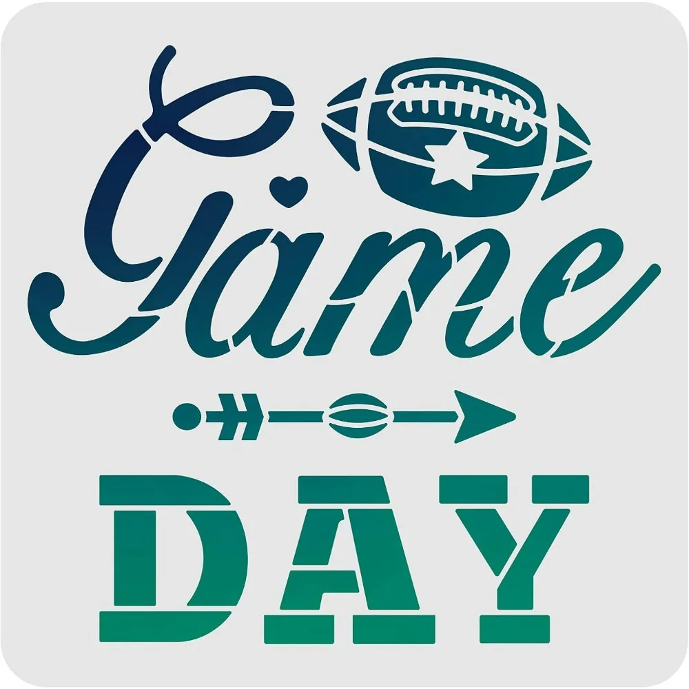 Football Game Day Stencil with Rustic Arrow 12x12 Inch Create DIY Football Game Day Home Decor Template Reusable Stencils for