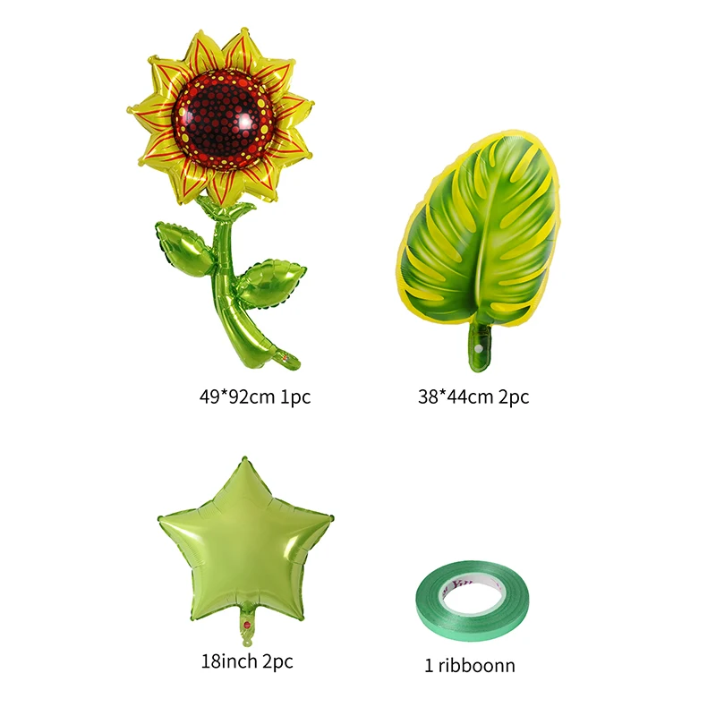 6Pcs Sunflower Leaf Star Balloons Set Coconut Leaves Globos Earth Day Protect Surroundings Theme Birthday Party Home Decorations