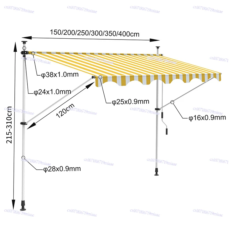 

Applicable To Facade Awning Folding Telescopic Shop Hand-cranked Eaves Balcony Outdoor Rain and Sun Protection Sun Awning Cafe