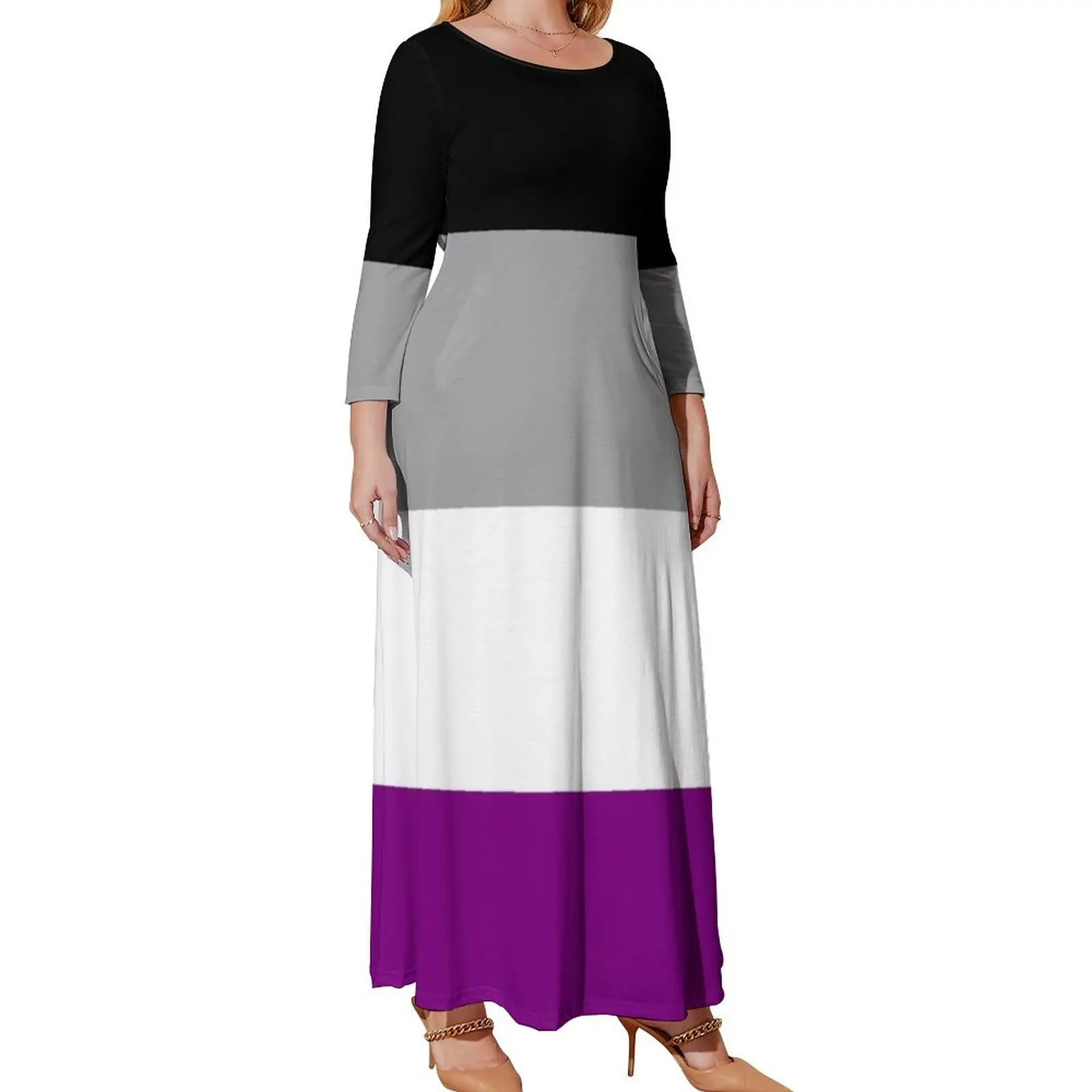 

Seamless Repeating Asexual Pride Flag Pattern Long Sleeved Dress Beachwear