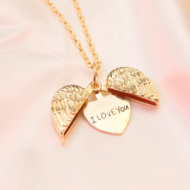 Women\'s Fashion Creative Opening Box Letter I Love You Necklace Pendant High-End Unique Design Jewelry Valentine\'s Day Gift 2023