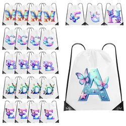 A-Z Sparkling Stars Butterfly Alphabets borsa con coulisse borsa da palestra zaino borsa da palestra per bambini Brithday Party Back To School Gift