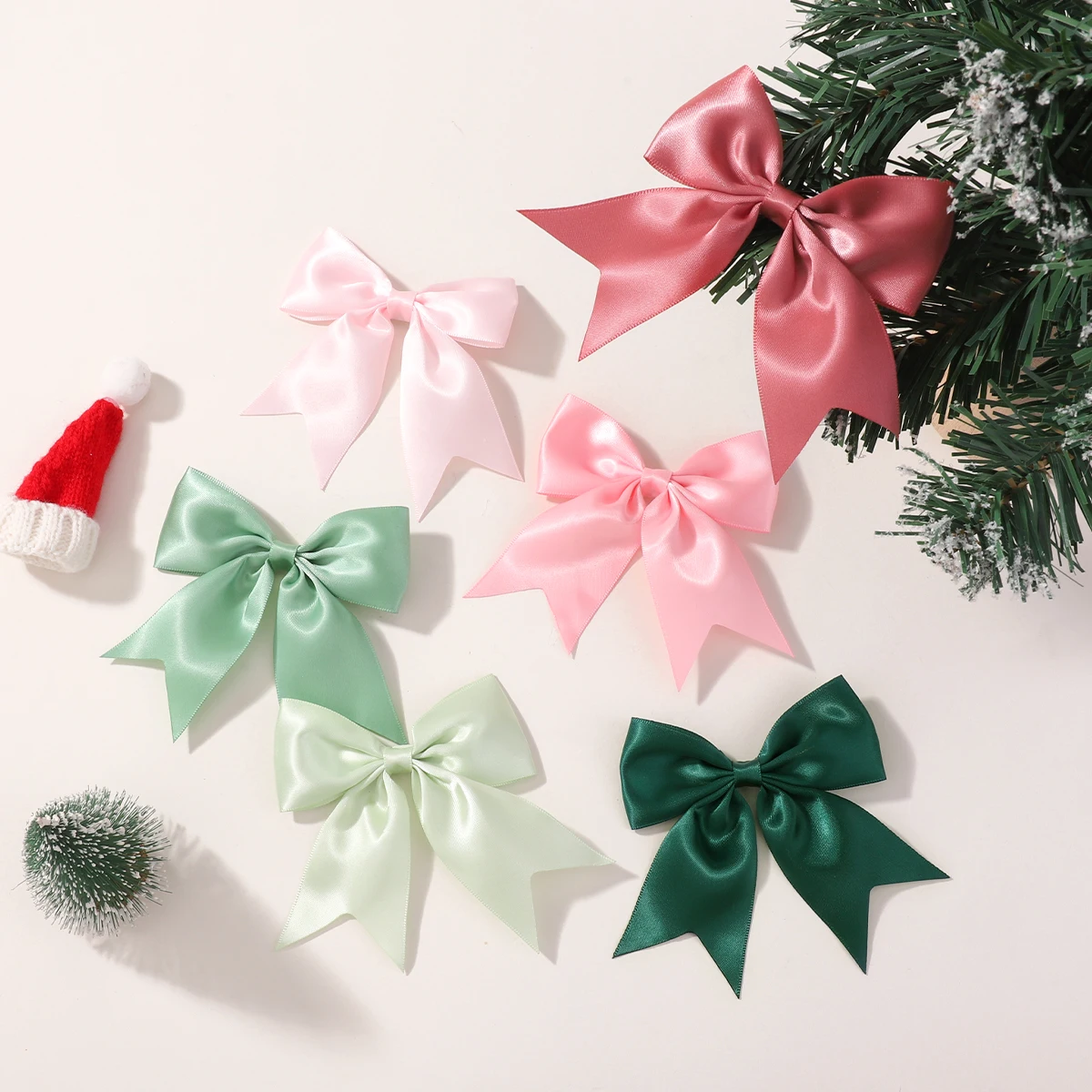 6 pçs/set arco de natal grampo de cabelo para meninas do bebê cor sólida fita bowknots grampos de cabelo moda crianças headwear acessórios para o cabelo