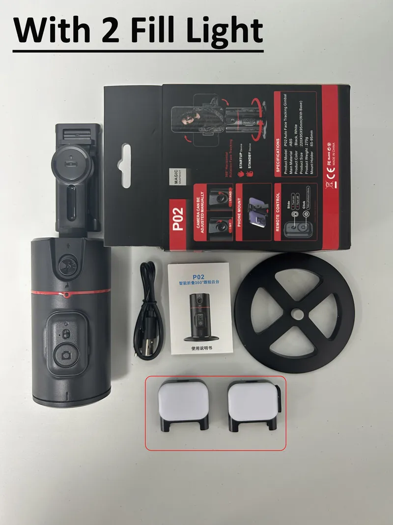 2024 New 360 Rotation Follow-up Gimbal Stabilizer Monopod Desktop Tracking Gimbal with Remote for Tiktok Live Photography