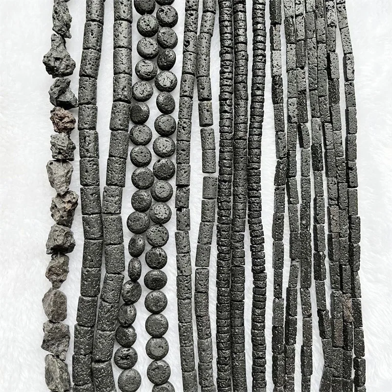 

Black Volcanic Rock Beads Elegant Undyed Organic Pelelith Gems Lava Gemstone Minerals Healing Power Jewelry DIY
