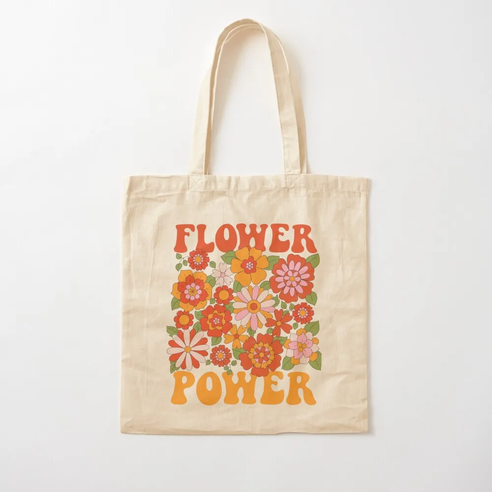 

Flower power retro wavey tee shirt print Tote Bag ecological bags shopper bags for women shopper bag women