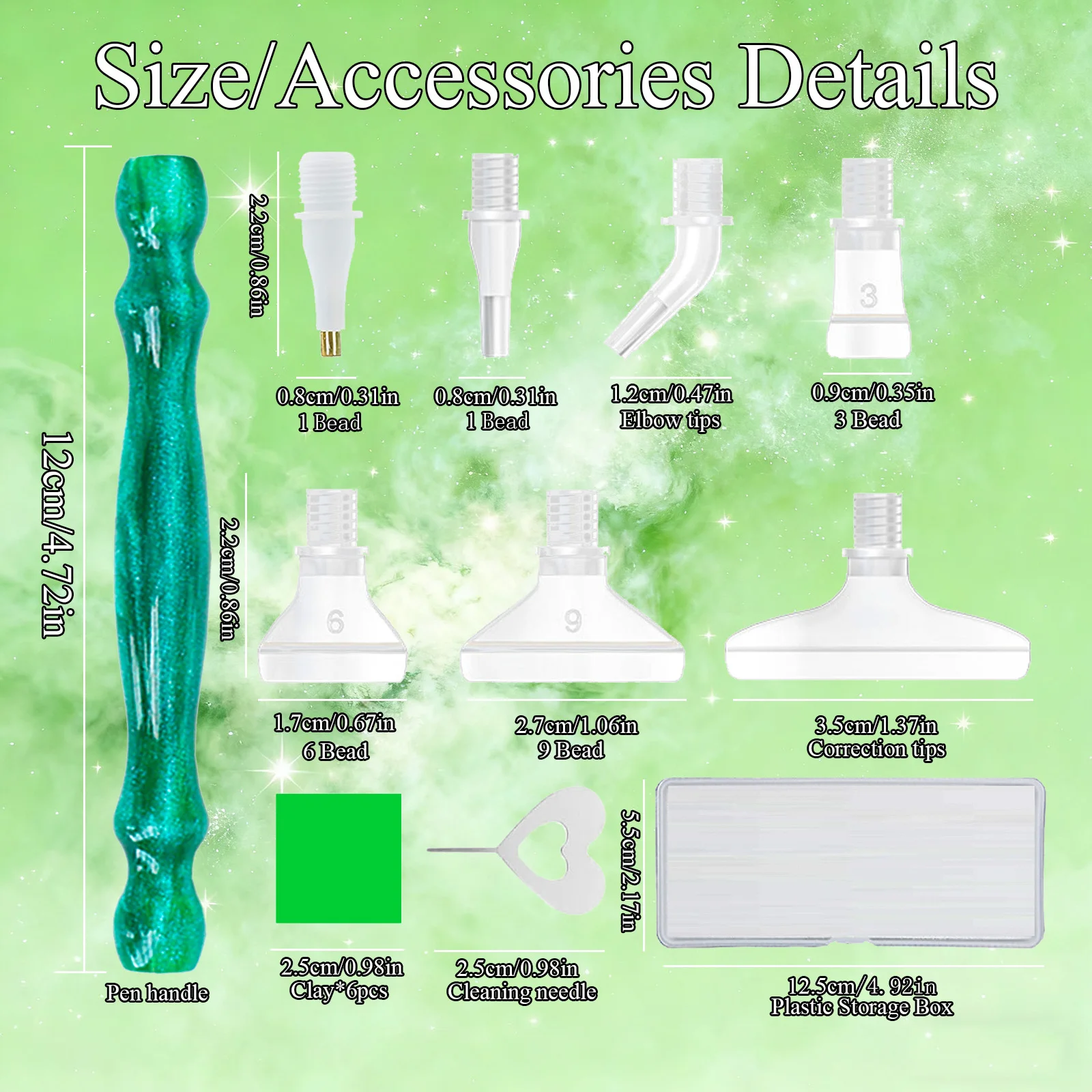 16pcs 5D Diamond Painting Pen Kit, 7 Plastic Screw Thread Tips, 6 Painting Waxes, 1 Resin Art Pens, Multi-Placer Tips