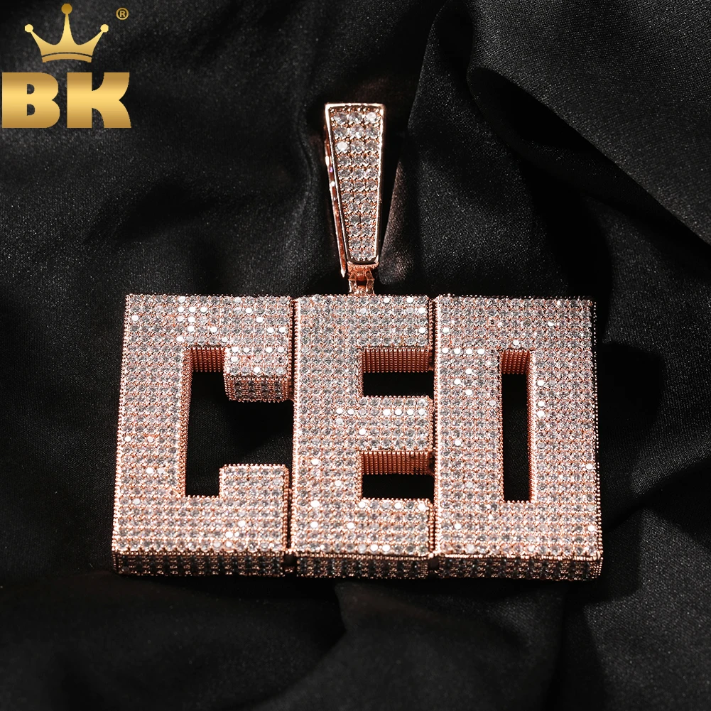 

THE BLING KING Custom Big Size Initial Letters Pendant Micro Paved Out CZ Name Necklace Personalized Fashion Jewelry for Gift