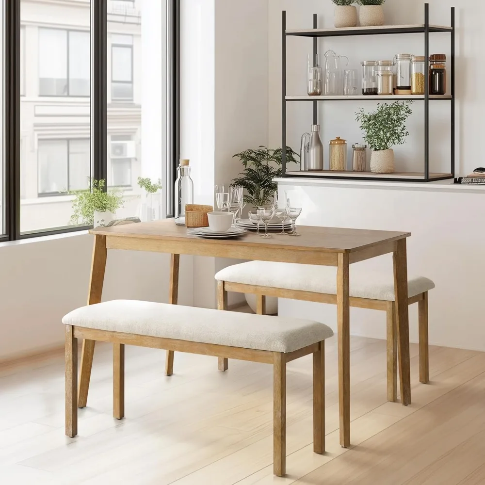 Компактный современный обеденный стол середины века, 47-дюймовый стол на деревянных ножках для 4-6 человек, повседневный кухонный журнальный столик