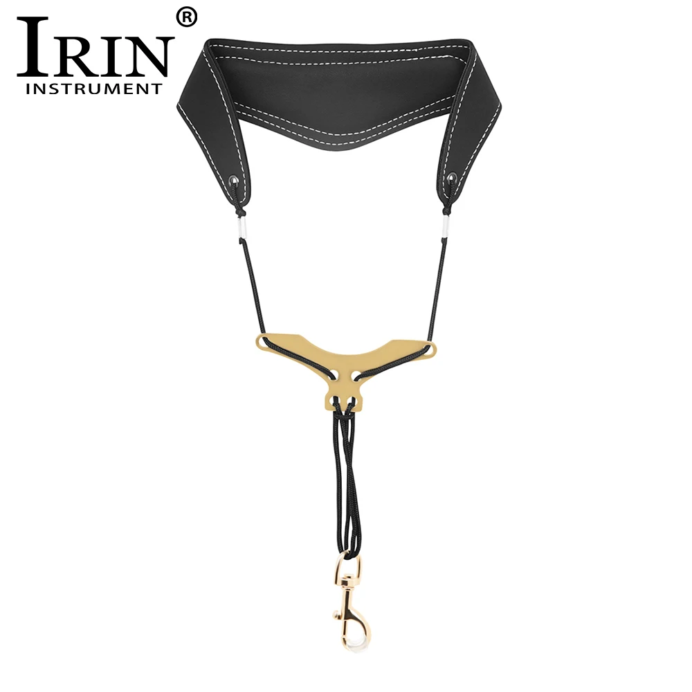 IRIN Saxophone Strap Adjustable Saxophone Leather Neck Strap Soft Protection Ventilate Neck Strap for Soprano Tenor Alto Sax