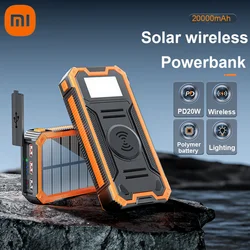 New 20000mAh Power Bank Outdoor Camping 1.6W Lighting Solar Type-c Power Bank 20000mAh 5W Wireless Power Bank For iphone PSP