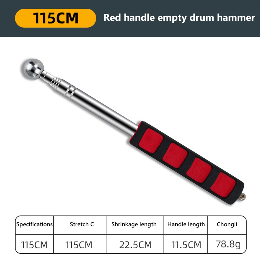 115/130 CM Telescopic Rod Test Tool with Sponge Handle Empty Drum Hammer Sound Detection Hammer For House Decoration Inspection