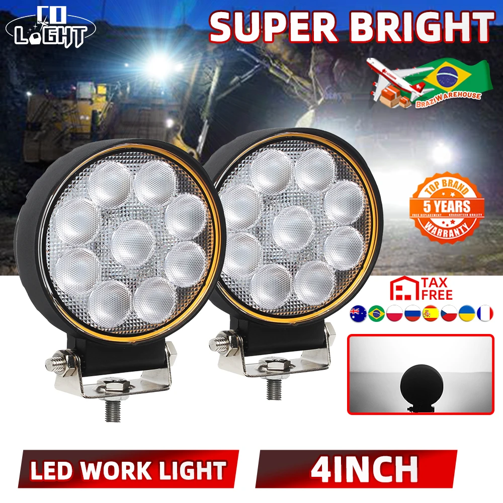

CO LIGHT 4-дюймовый круглый автомобильный рабочий фонарь 60000LM Внедорожный фонарь для грузовика Модернизация передней фары Вспомогательный автомобильный свет 12 В
