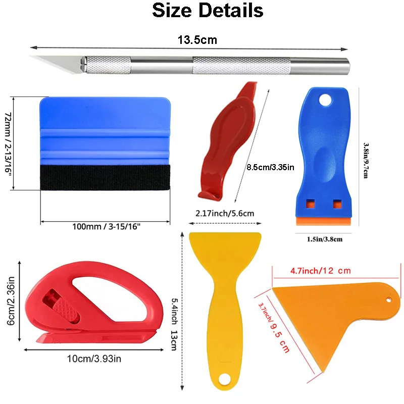 Kit de herramientas de envoltura de coche, raspador de vinilo, cortador de película, escurridor, espátulas de vinilo, herramienta de envoltura de