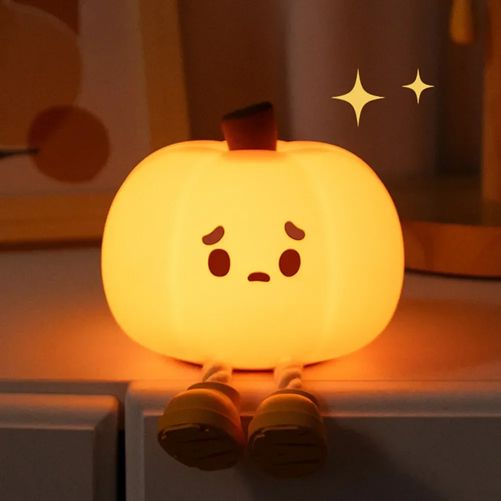 Pumpkin Shape LED Night Light Dimmable Christmas Nursery Nightlight 30 Minute Timer Sleeping Table Lamp for Bedroom Decor