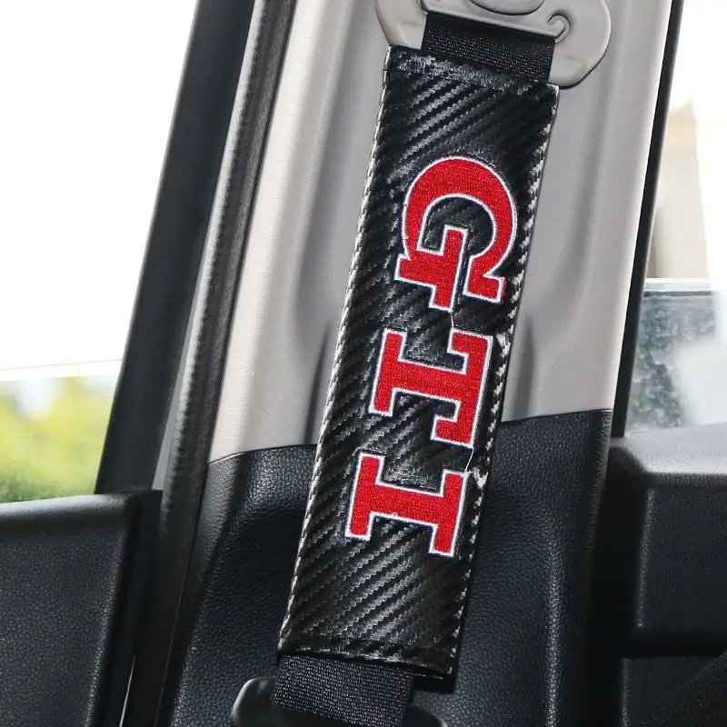 Car Safety Belt Shoulder Cover Carbon Fiber Seatbelt Protection Pad For Volkswagen VW GTI Rline R Polo Golf Passat Magotan Jetta