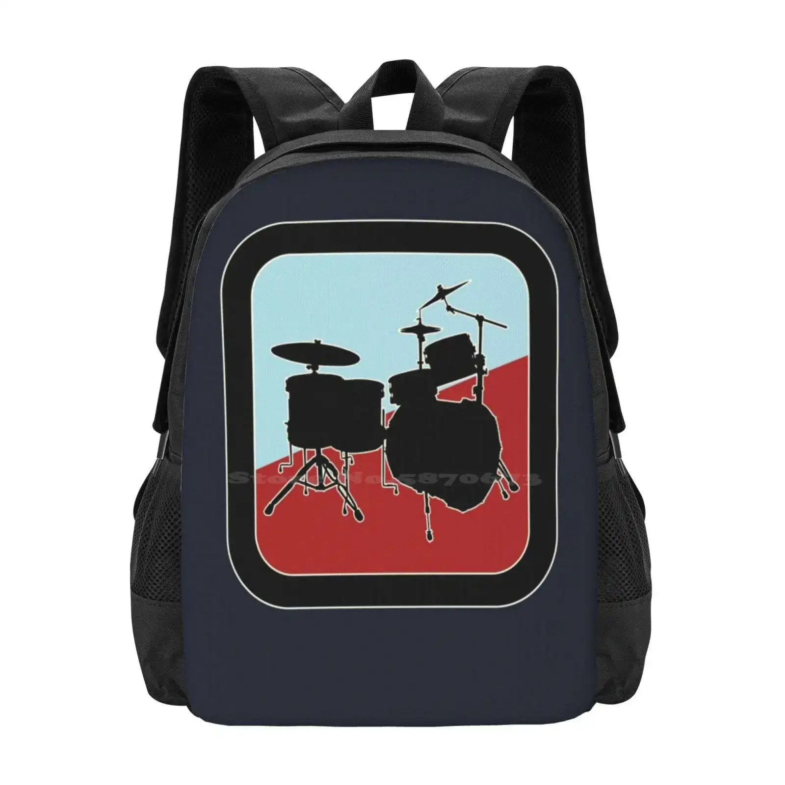 

Drums Sign Fashion Pattern Design Travel Laptop School Backpack Bag Drums Percussion Drummer Musician Snare Vintage Sound Cool