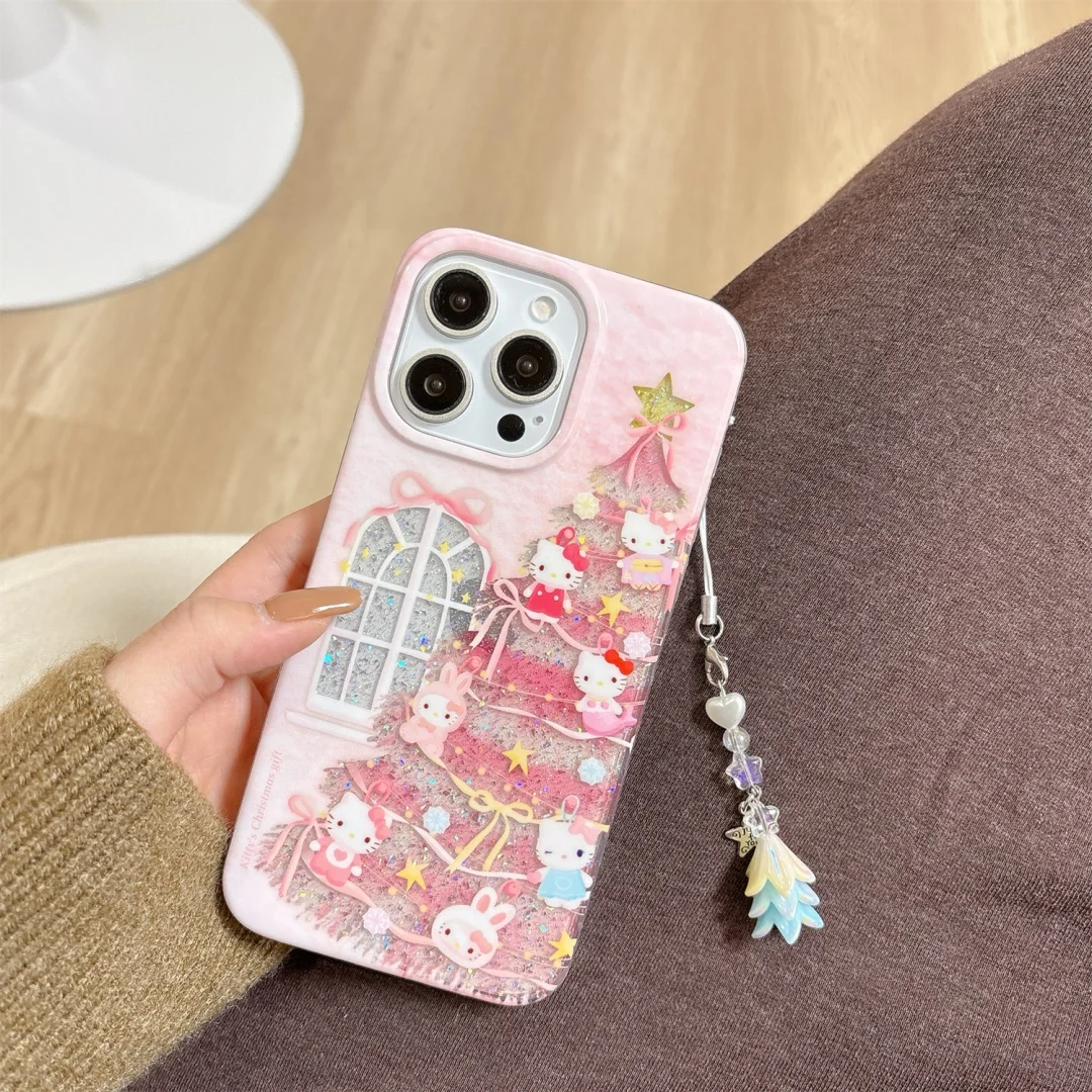 

Merry Christmas Tree New Year Girls Gift Silicone Phone Case For iPhone 17 16 15 14 13 Pro Max Plus Sparkling protection Cover﻿﻿