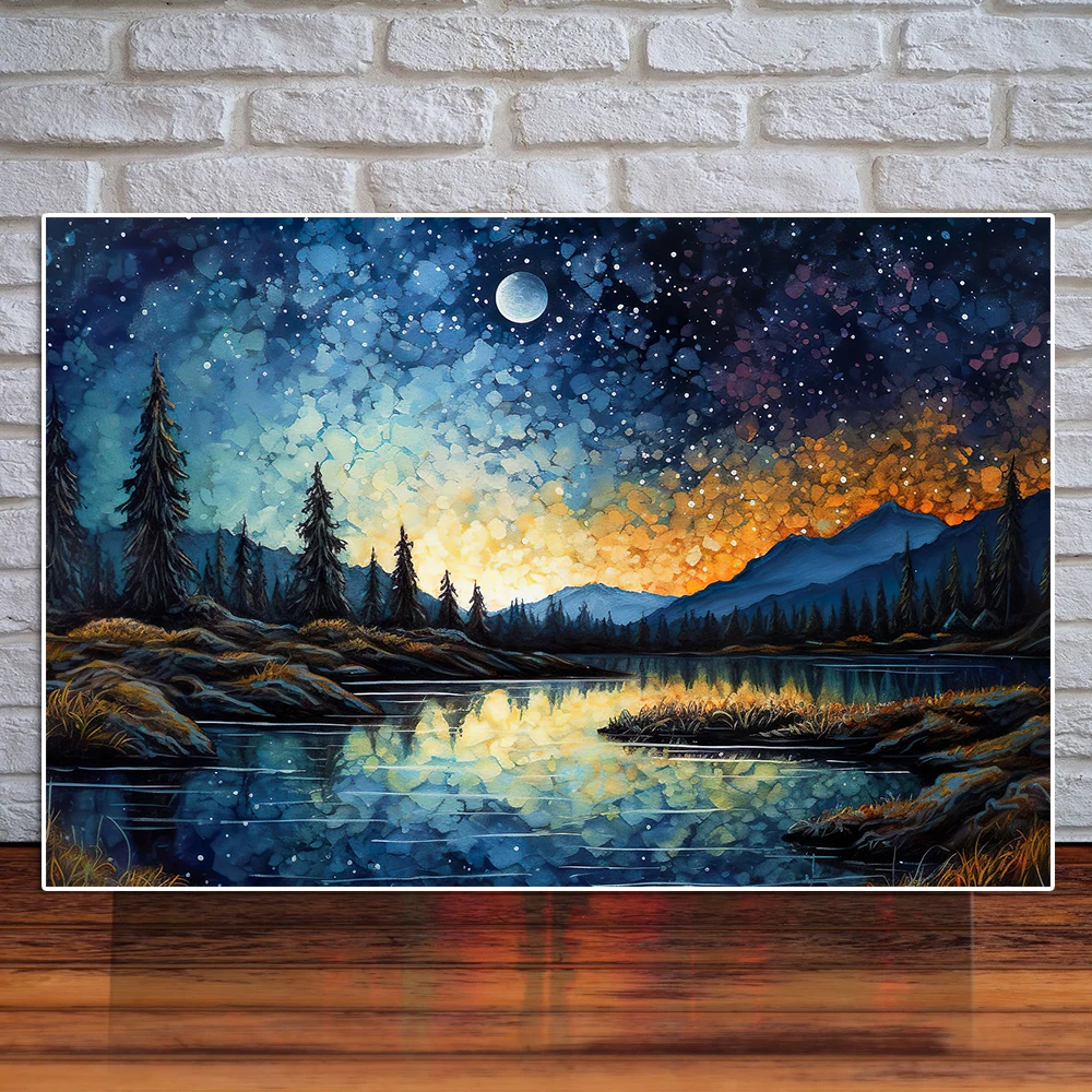 

Abstract Night Starry Landscape Graffiti Canvas Painting Colorful Mountain Range Poster Print Nature Wall Art Room Home Decor