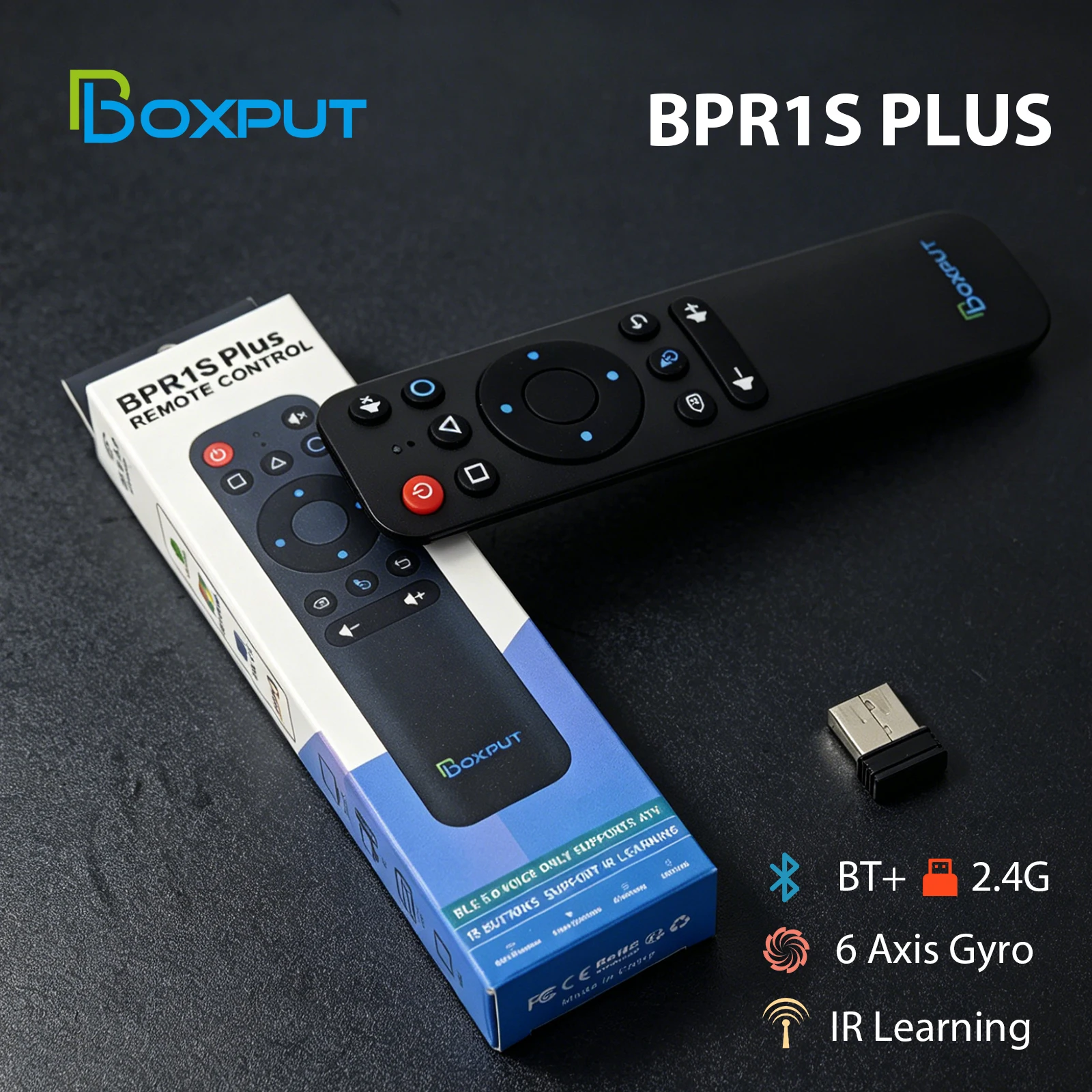 BOXPUT BPR1S Plus BT5.0 Air Mouse Remote 2.4G Wireless Voice Replacement Remote Gyro IR Learning For Android TV Box Smart TV PC
