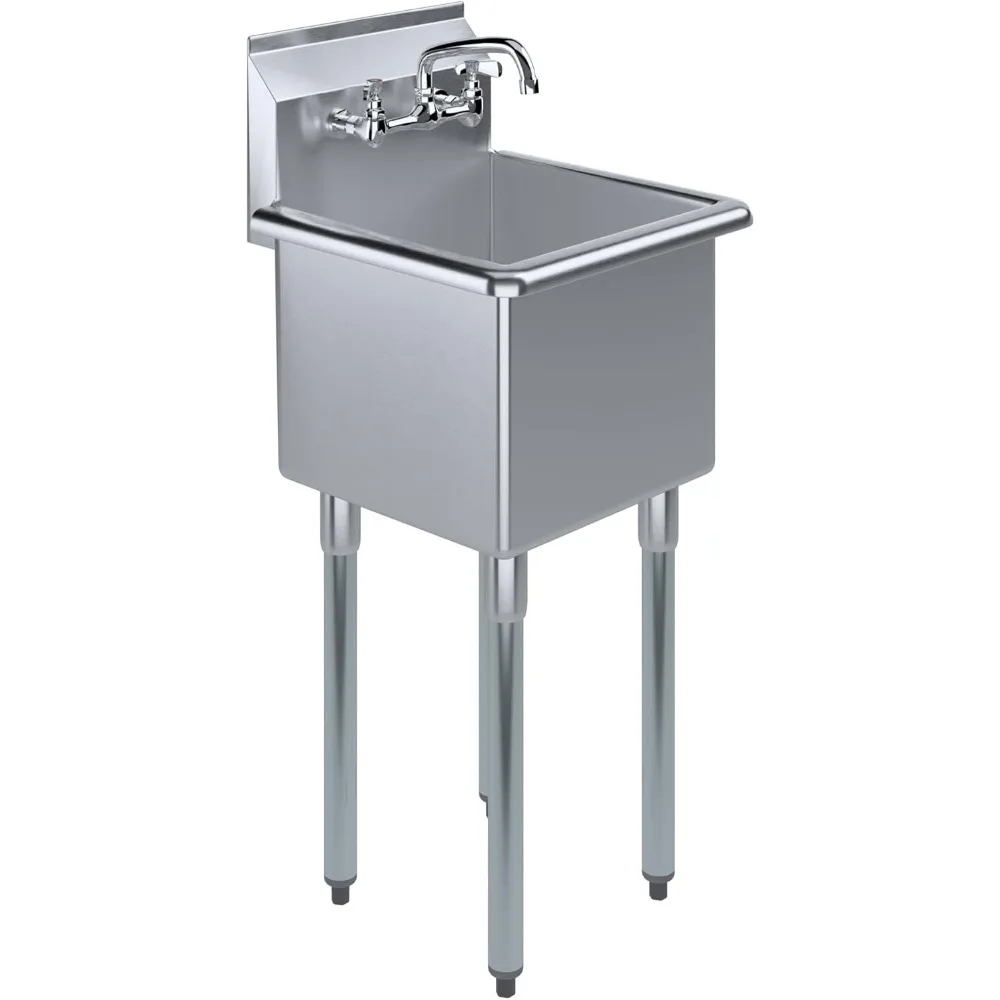 

Stainless Steel Kitchen Sink with Faucet, NSF Certified, 304 Grade, 15x15 Inner Bowl, 18.5x18 Dimensions