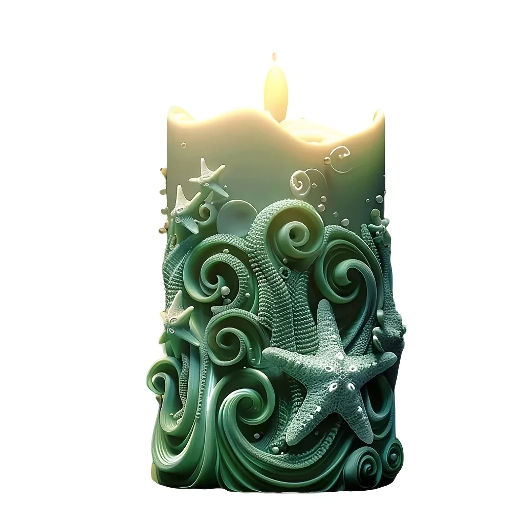 1pc Wave Rotation Candle Mold, 3D Cylinder Silicone Molds for Candle Making, Reusable Decor Candlestick, Gift Casting Mold for E