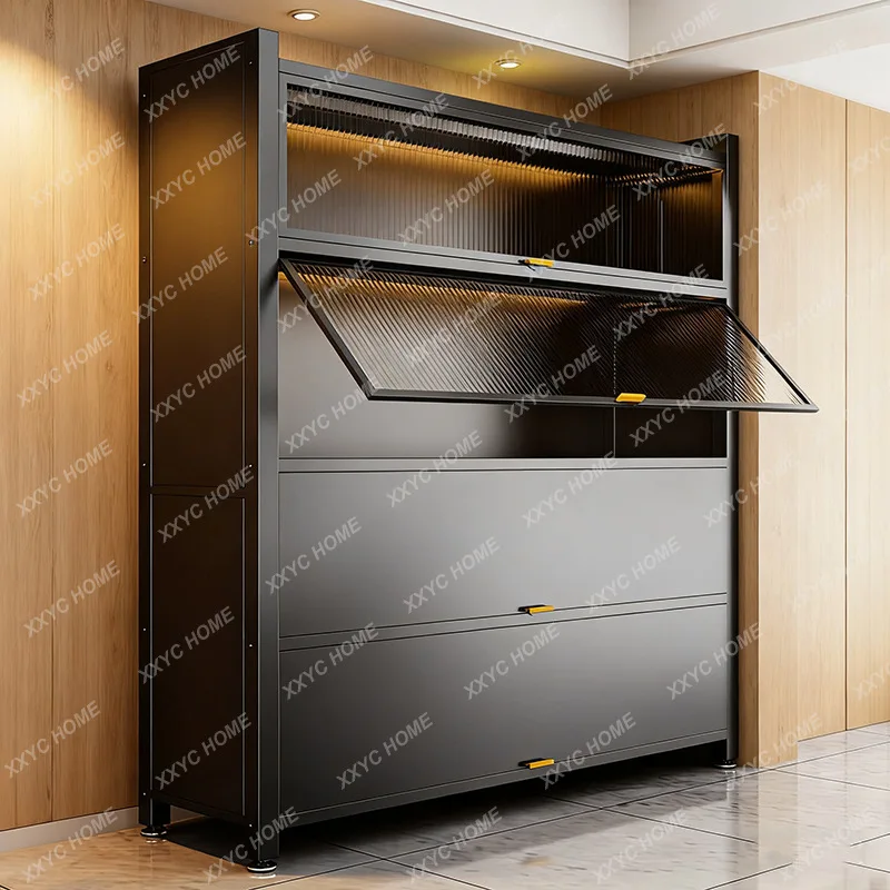 Steel storage cabinet Household multi-layer dustproof large-capacity iron cabinet Integrated wall floor bookcase Iron locker