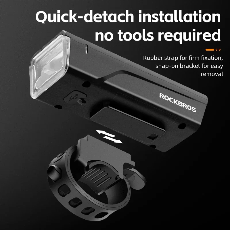 ROCKBROS ذكي دراجة المصباح 260LM 1500mAh المقود نوع-C قابلة للشحن مصباح ليد جيب الدراجة الجبهة ضوء مقاوم للماء
