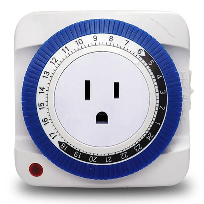 ABHG 24 Hour Timer Socket Mechanical Program Timer Switch Socket 125v Wall Outlet Protector Energy Saveing(US Plug)