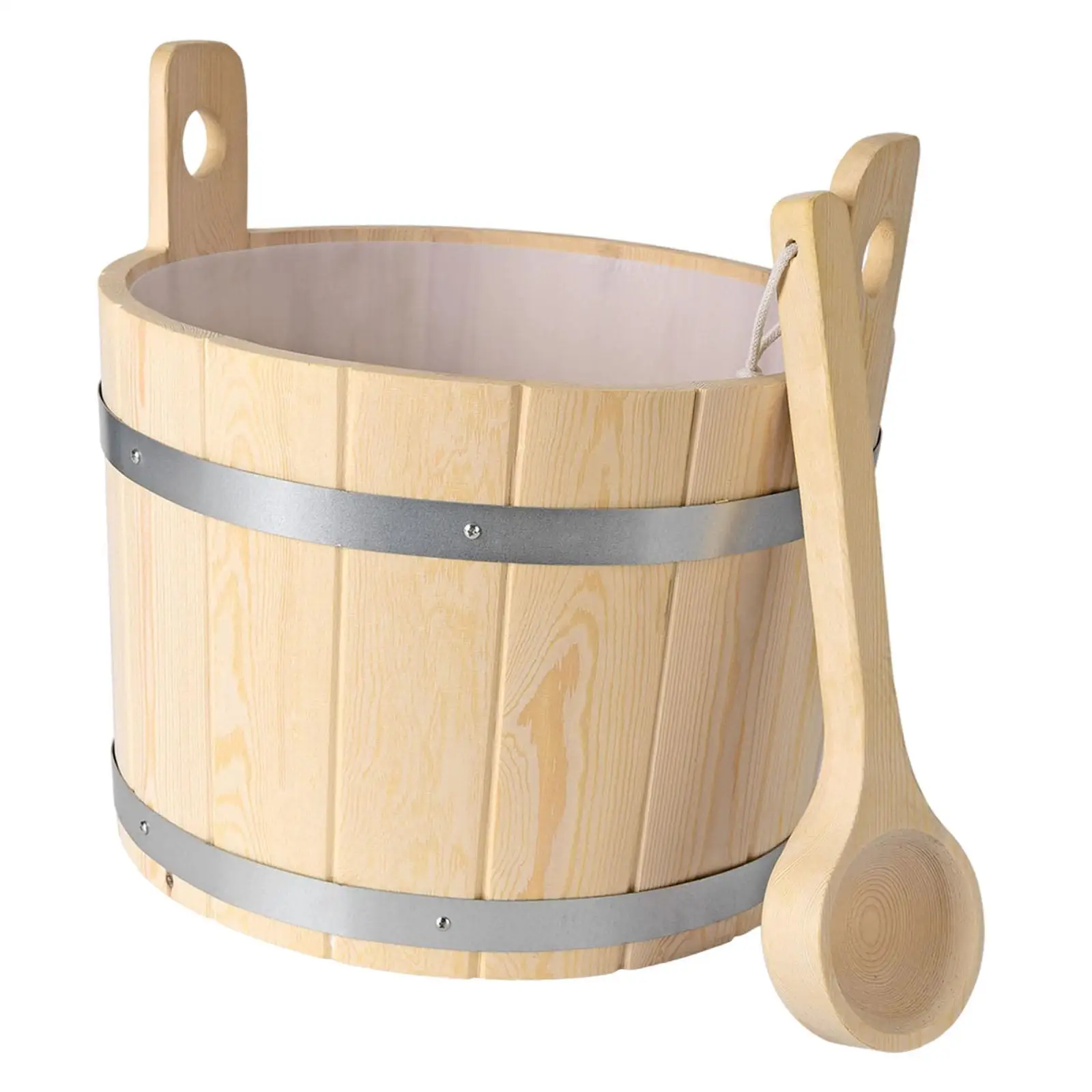 17L Wooden Sauna Bucket and Ladle Premium Sturdy Bath Supplies SPA Steaming Bathroom Tool for Bath Sauna Room SPA Bathroom Home