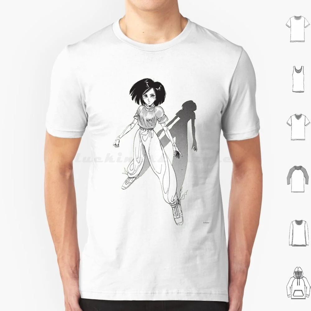 

Футболка Gunnm-An Angel Of Rust, хлопок для мужчин и женщин, принт «сделай сам», Gunnm Gally Alita Alita Battle Angel Manga, аниме, черный и белый