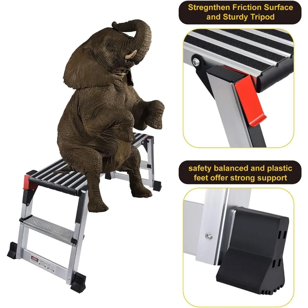 Plate-forme de travail en aluminium, escabeau de grande taille, banc de travail pliable et Portable avec tapis antidérapant, capacité de 660 LBS robuste