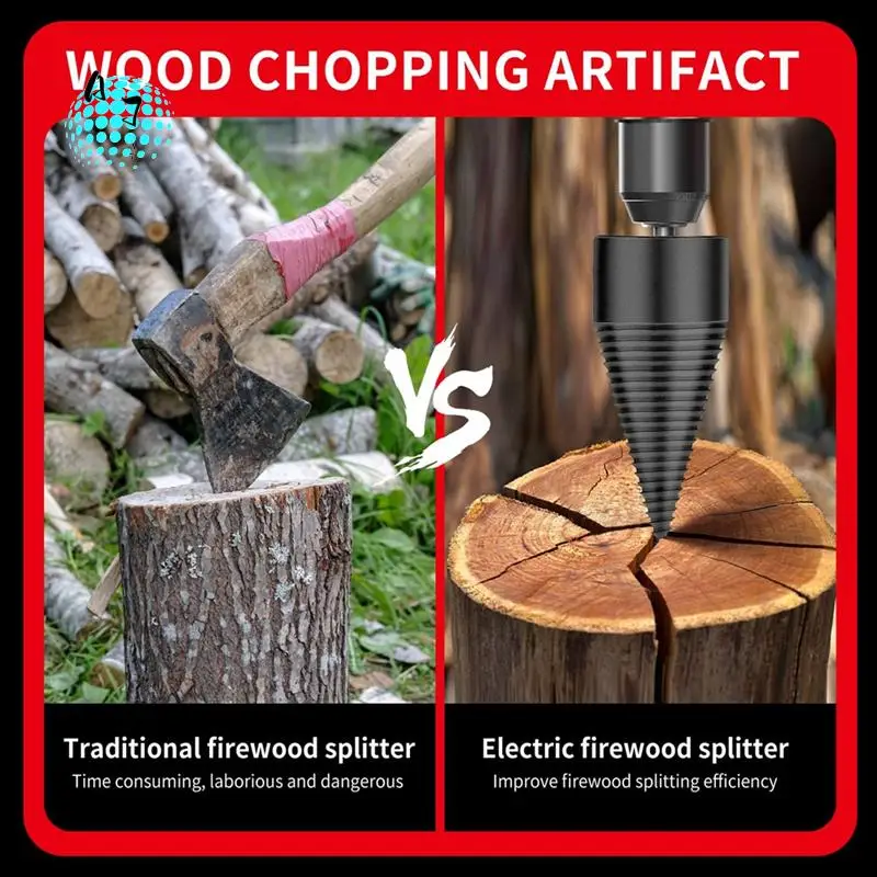 

A07F-6 PCS Firewood Log Splitter, 38Mm+50Mm Log Splitter Drill Bits, Wood Log Splitter +4 Handles