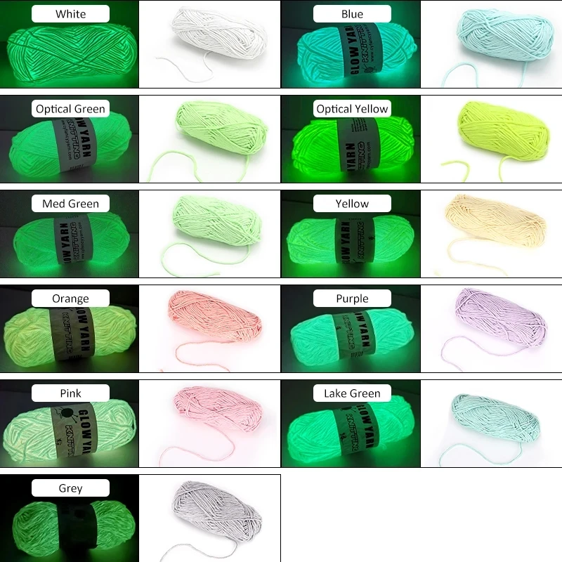 

5PCS Functional Yarn Glow in the Dark Polyester Luminous Yarn for Knitting Sweater Hat Glowing Yarn DIY Hand-knitted yarn