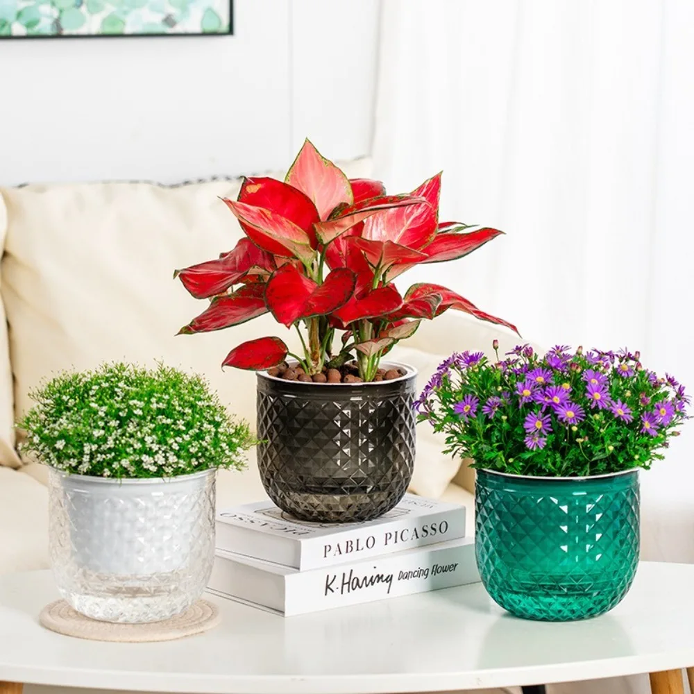 

New Self Watering Hydroponic Plants Pot Plastic Removable Mini Succulent Planter Tabletop Vase Flowerpot