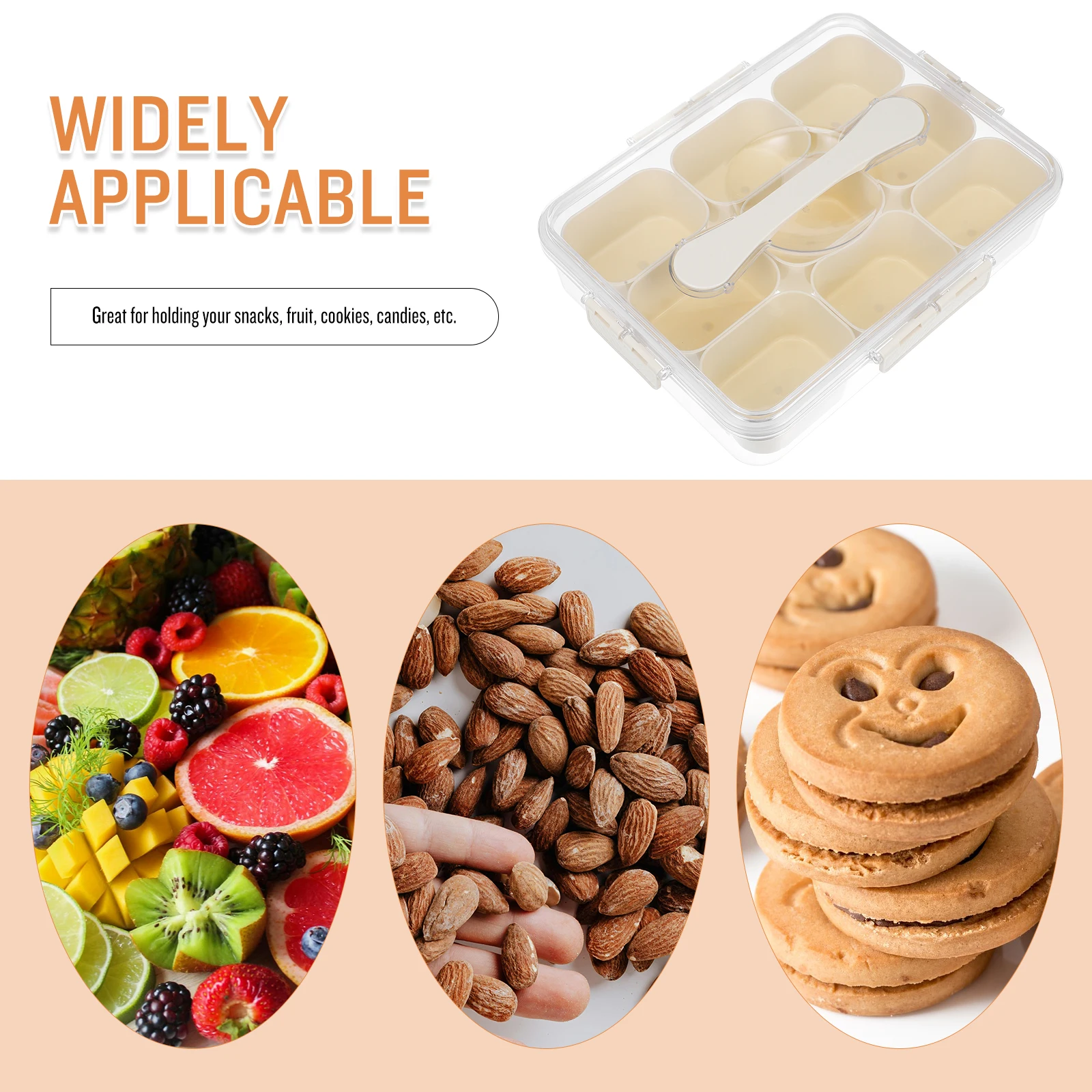 

9-Compartment Snack Storage Box With Lid Handle Dustproof Food Container For Dry Fruits Nuts Candies Serving Tray Household