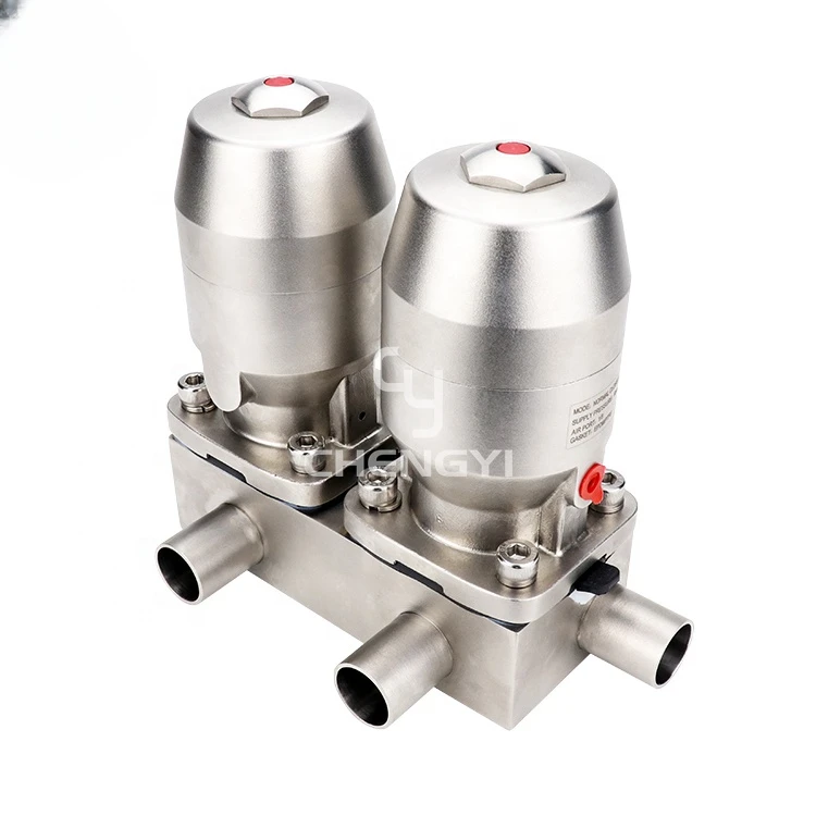 Pneumatic operation of sterile multi-channel metal diaphragm valve