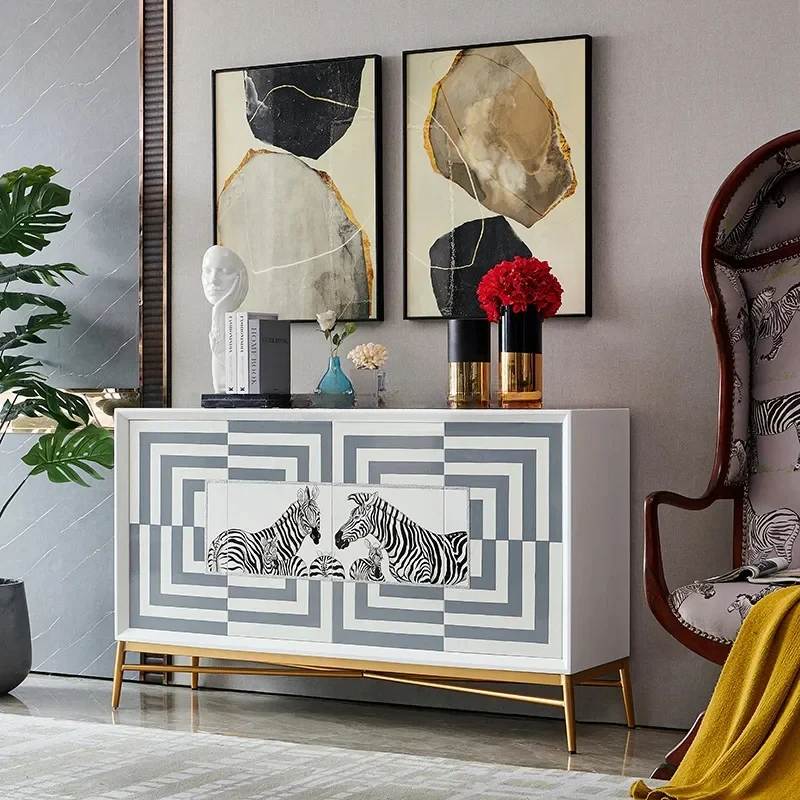 

Designer Light Luxury Dining Side Tea Cabinet Italian Living Room Locker Home Side Cabinet Console Tables