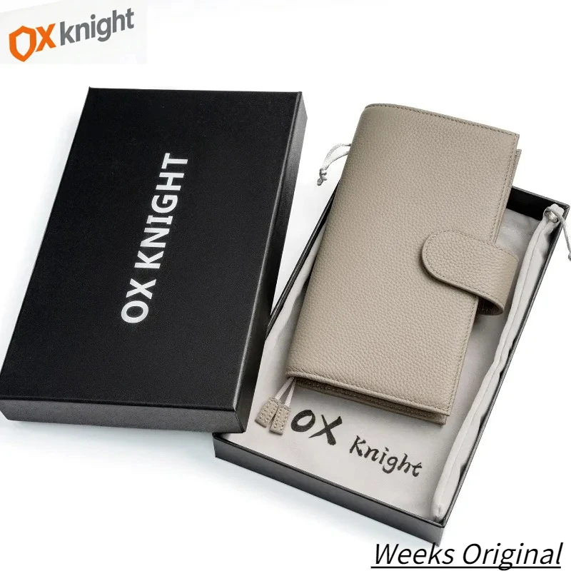 ox-knight-2026-new-original-weeks-cover-notebook-lychee-grain-leather-planner-for-hobonichi-with-back-pocket-diary-stationery