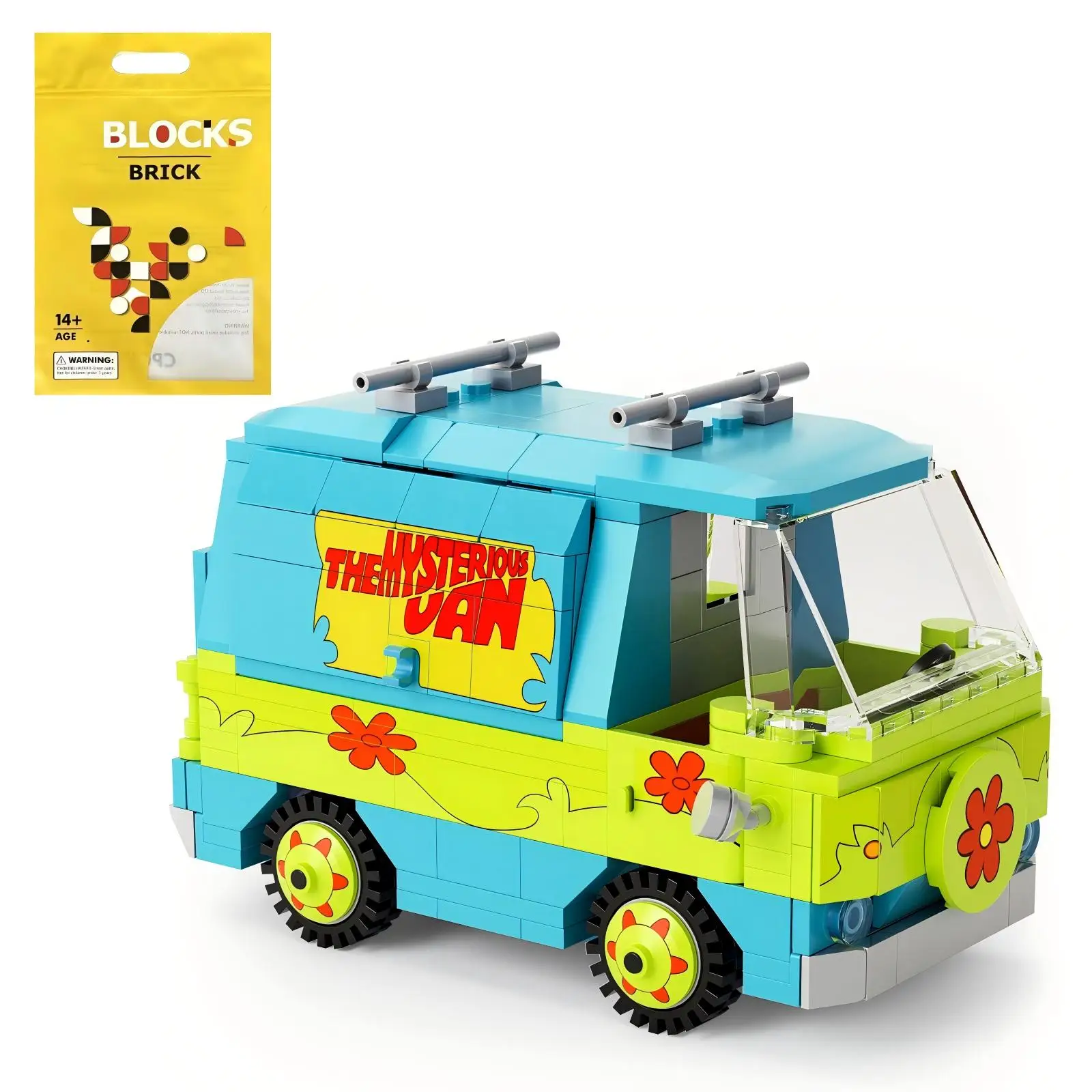 

348 шт., набор строительных блоков «Таинственный фургон», классический автомобиль, приключенческий автомобиль, набор кирпичей, игрушки, фанаты фильмов, подарки на день рождения для мальчиков и девочек