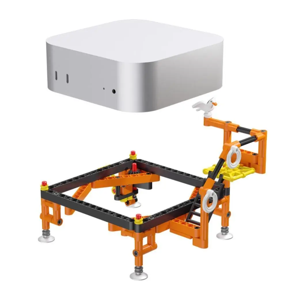 

Heightened Building Block Host Stand External Switch Button One-click Power On Desktop Holder for Mac Mini M4/M4 Pro 2024